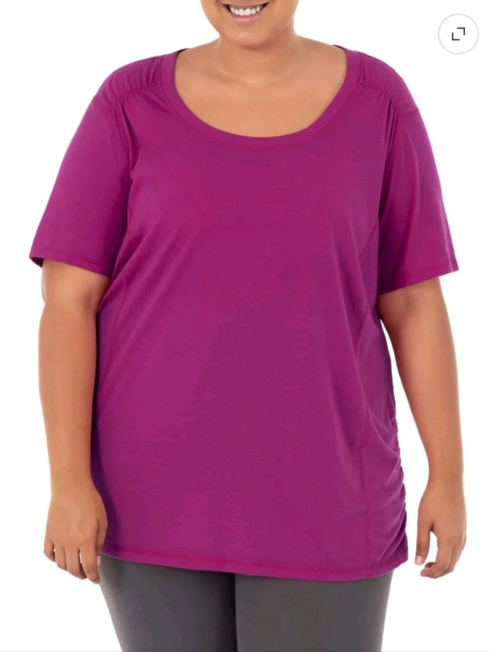 Danskin Now Scoop Neck Tee in Deep Purple Woman's Size 2X Loose (18W-20W)